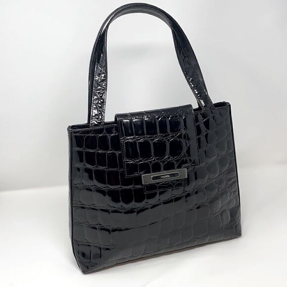 Vicosta Croc Embossed Leather Classic Satchel Bag Made in Spain - Picture 1 of 12